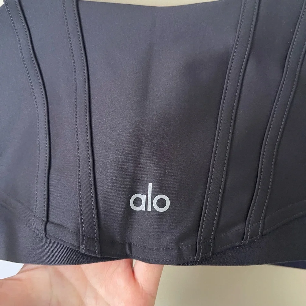 Alo Yoga NWT Top Womens Small Black Cropped Bustier Airlift‎ Corset Bra